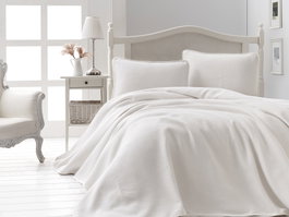 L'essentiel linge de maison Liv - Conjunto de doble piqué Blanco